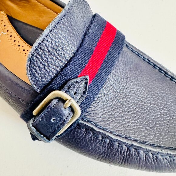 NEW POLO RALPH LAUREN RIALI NAVY BLUE PEBBLED LEATHER LOAFER main image 8